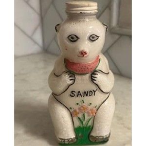 Coin Bank Salem Mass Snow Crest Beverage Syrup Glass Bottle Bear Hand Painted